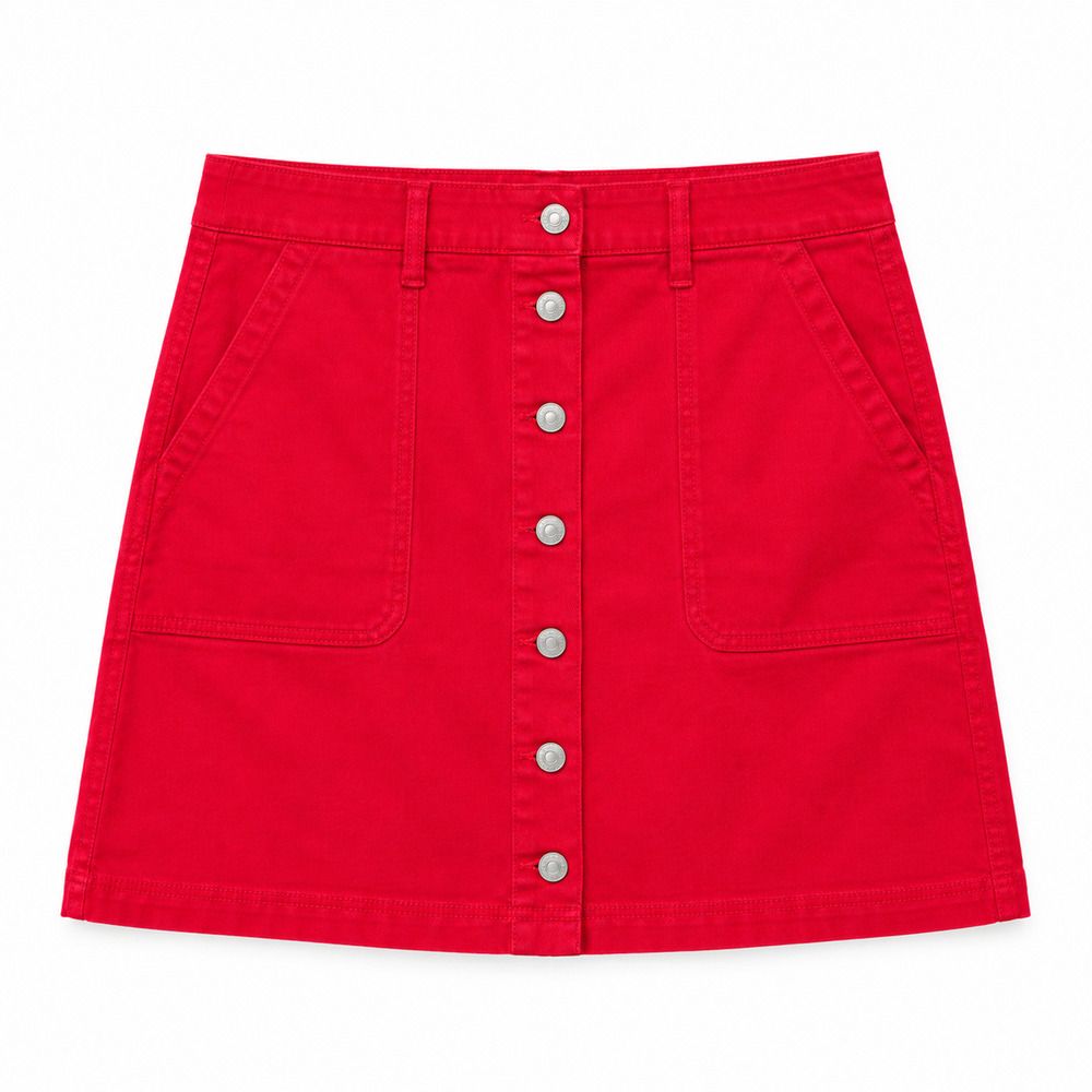 J Crew Mercantile Skirt Womens Size 10 Red Button Front Twill A-Line Mini NWT